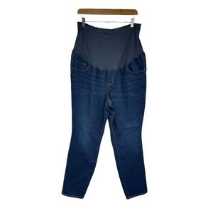 Old Navy Maternity Jeans Womens 18 Deep Blue Denim Skinny Full Panels Pull On